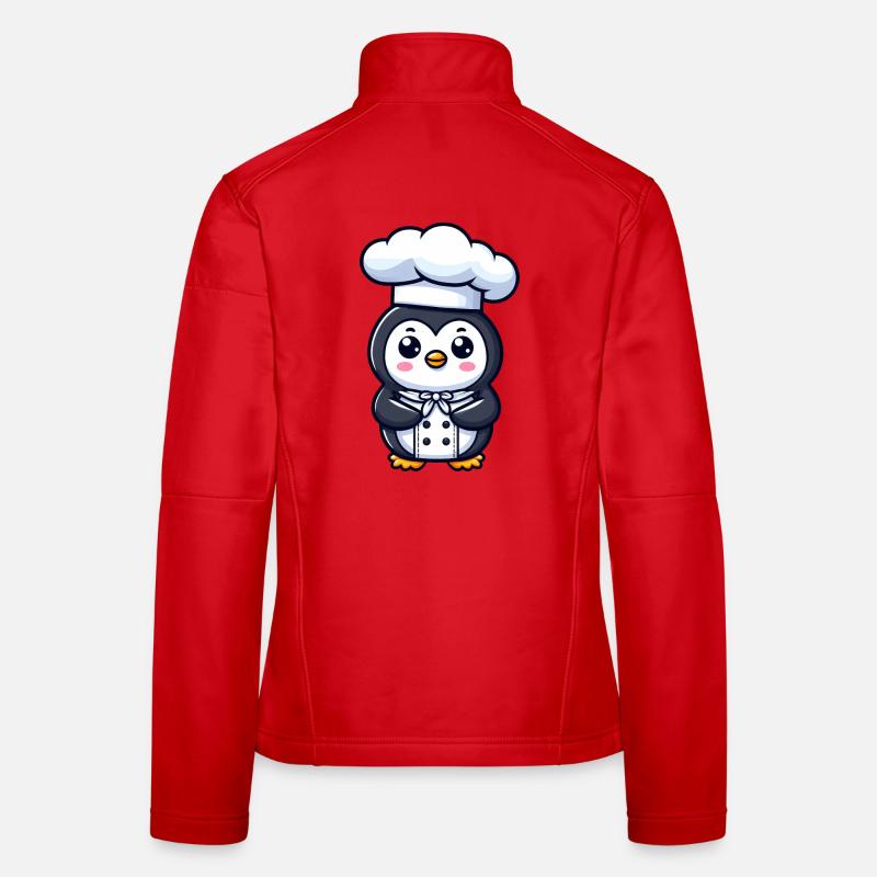 Cute Penguin Chef Cartoon Comic Design Women's Softshell Jacket