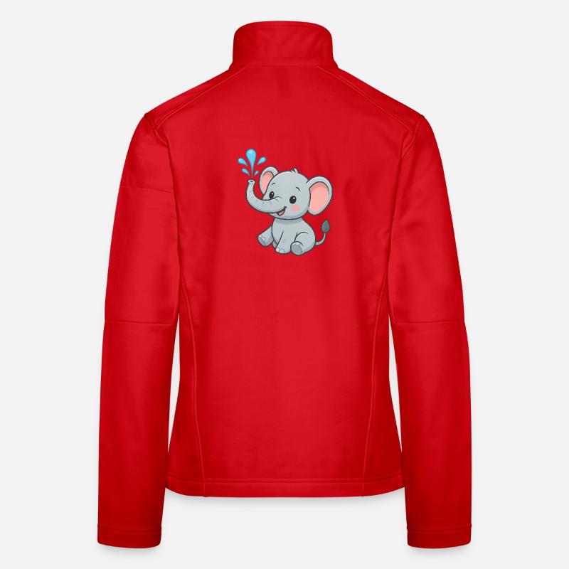 Mignon ami éléphant avec éclaboussure d’eau Veste en tissu softshell Femme