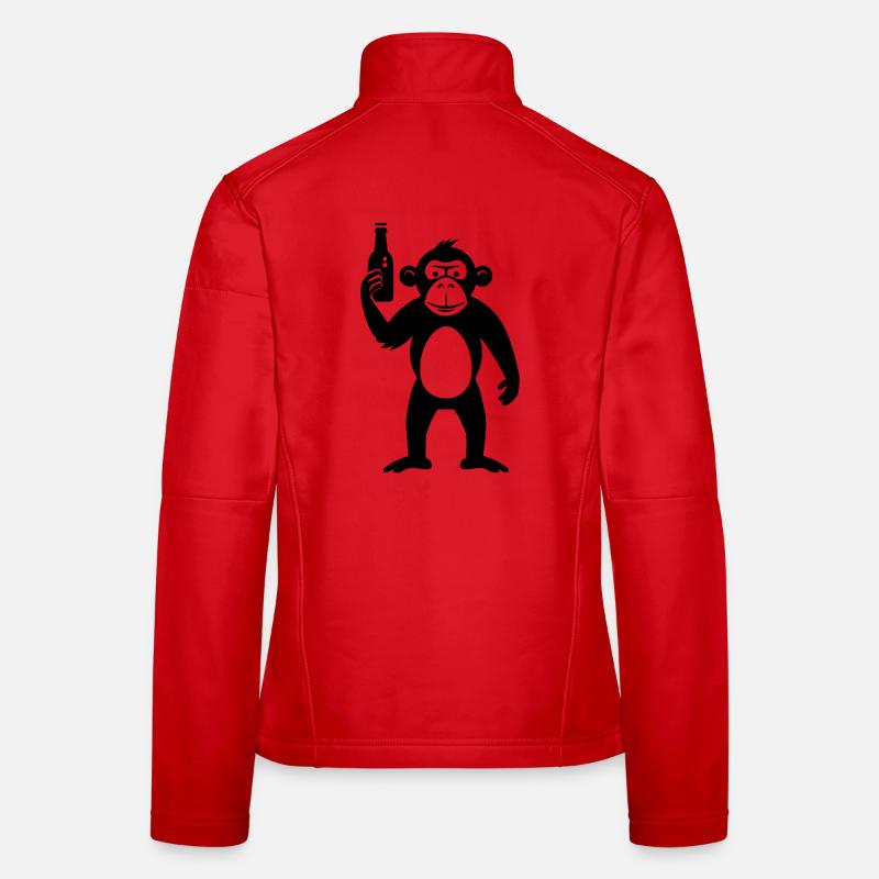 Monkey with beer bottle Women's Softshell Jacket