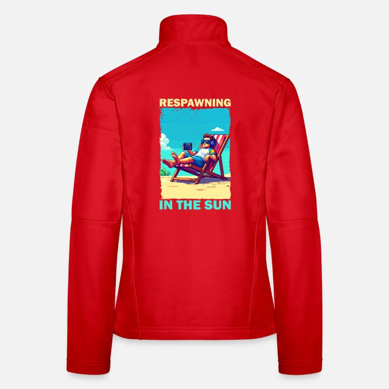 Pixel art plage jeunesse avec des éléments de jeu Veste en tissu softshell Femme