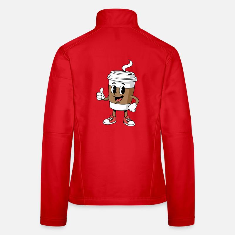 Cartoon Coffee Cup Comic Caffeine Women's Softshell Jacket