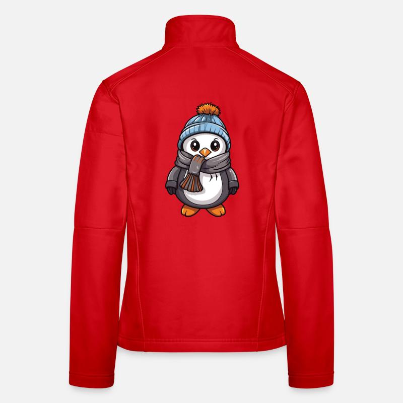 Pinguin Comic Niedlich Winter Frauen Softshelljacke