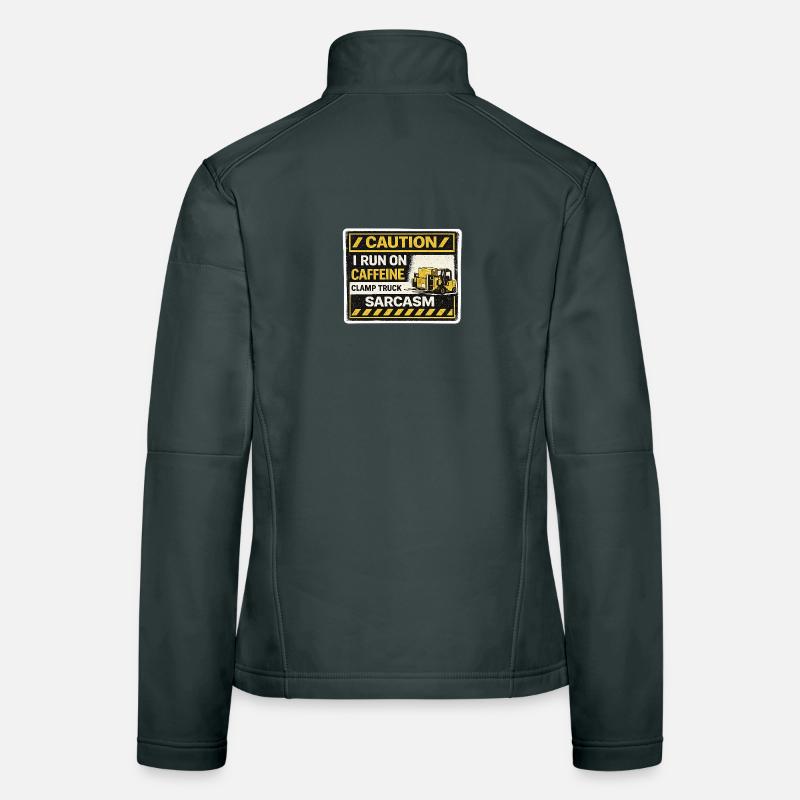 Koffeinbetriebener Gabelstapler-Sarkasmus Frauen Softshelljacke