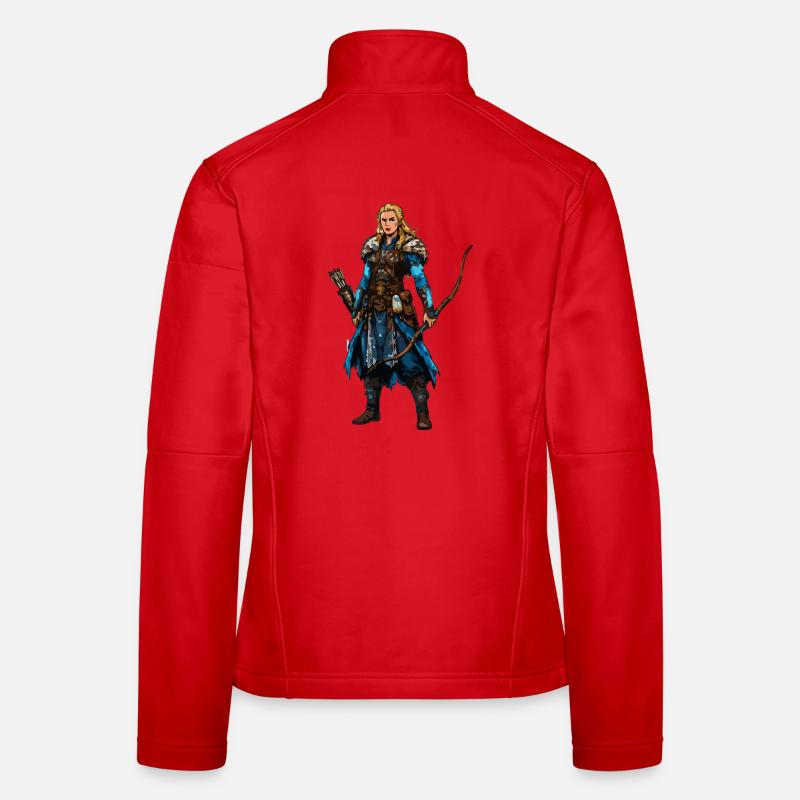Wikinger Kriegerin mit Bogen & Fellumhang Frauen Softshelljacke