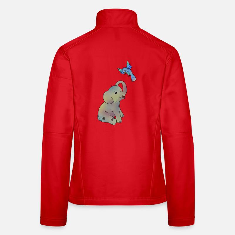 Elefant und blauer Vogel Frauen Softshelljacke