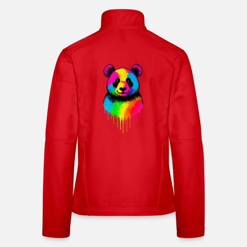 Rainbow Panda Dripping Art Women's Softshell Jacket