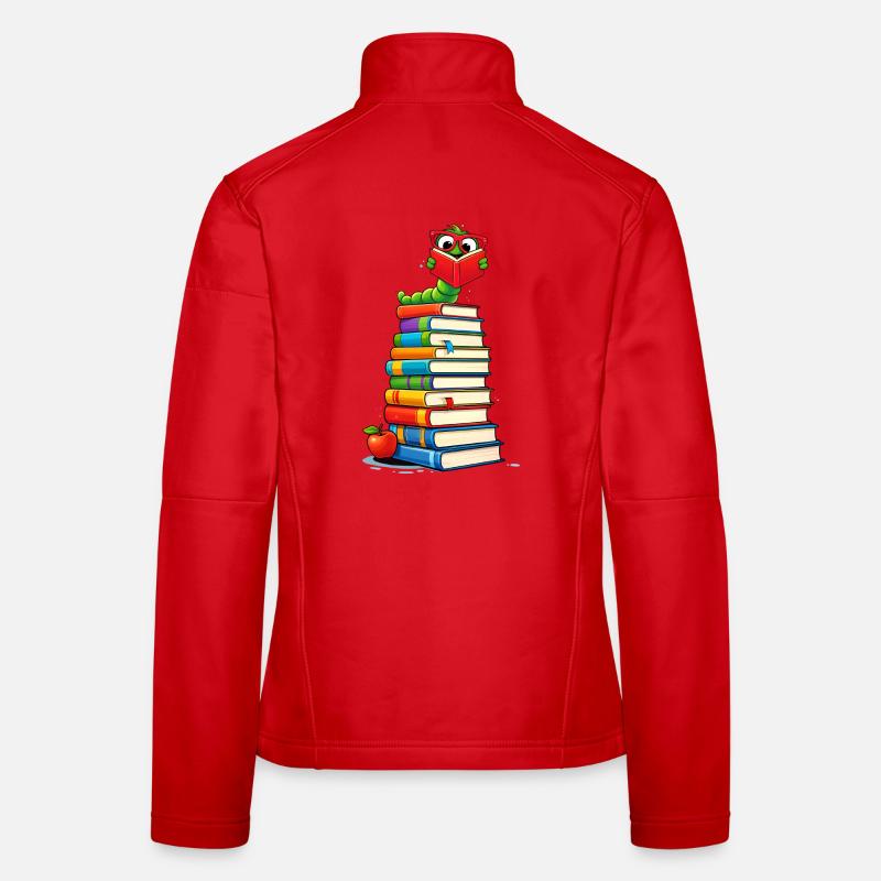 Schlauer Bücherwurm mit Brille - Frauen Softshelljacke - Rot
