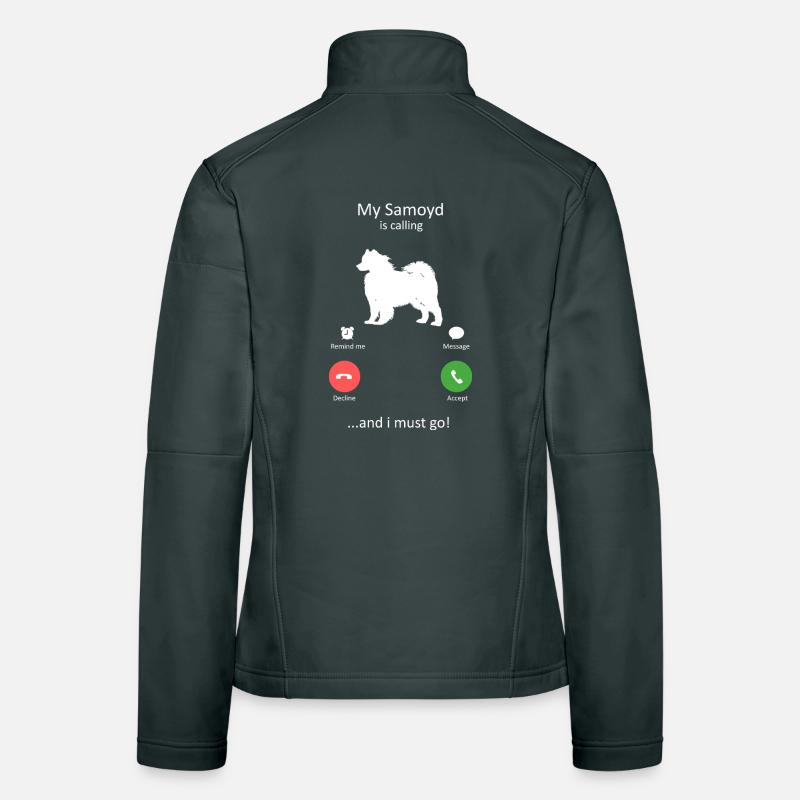 Samoyed Calling Funny Dog Phone Interface Women's Softshell Jacket