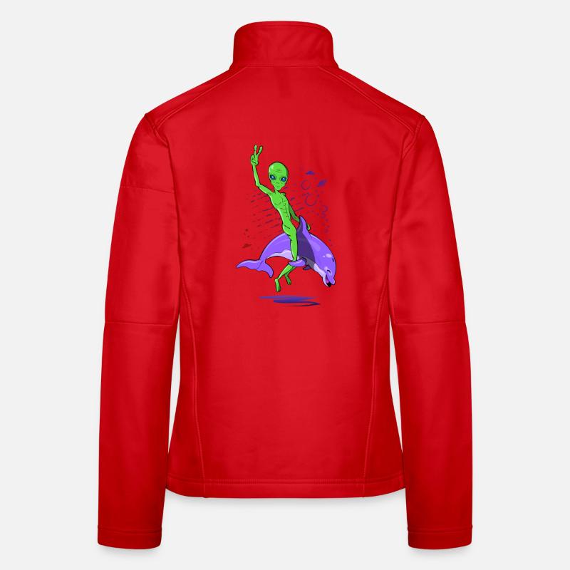 Alien attack with dolphin Women's Softshell Jacket