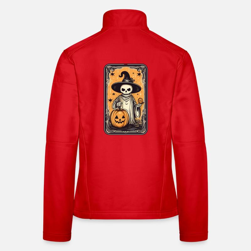 Tarot Witches Skeleton Card with Pumpkin Women's Softshell Jacket