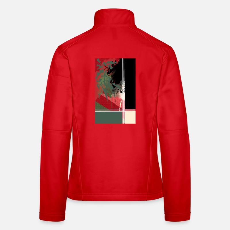 Urban Jungle in Geometric Dialogue - Women's Softshell Jacket - red