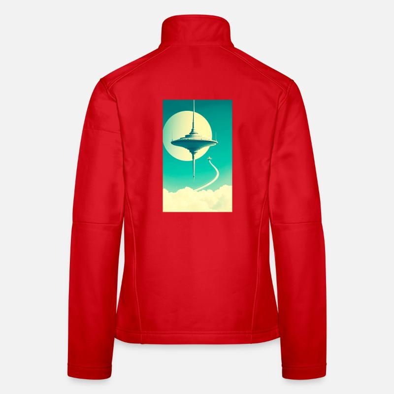 Städte beginnen über den Wolken zu schweben Frauen Softshelljacke