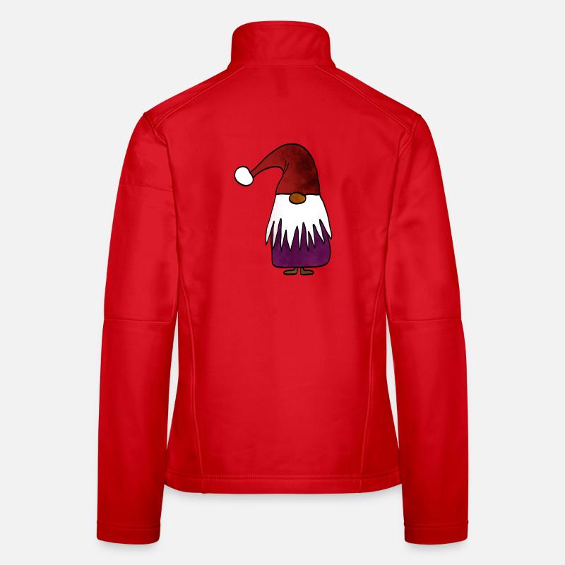 Creative Christmas gnome with color-distorted hat - Women's Softshell Jacket - red