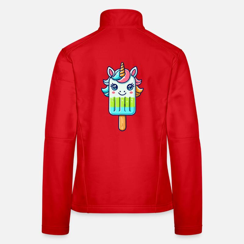 Une glace sur un bâtonnet en forme de licorne colorée Veste en tissu softshell Femme