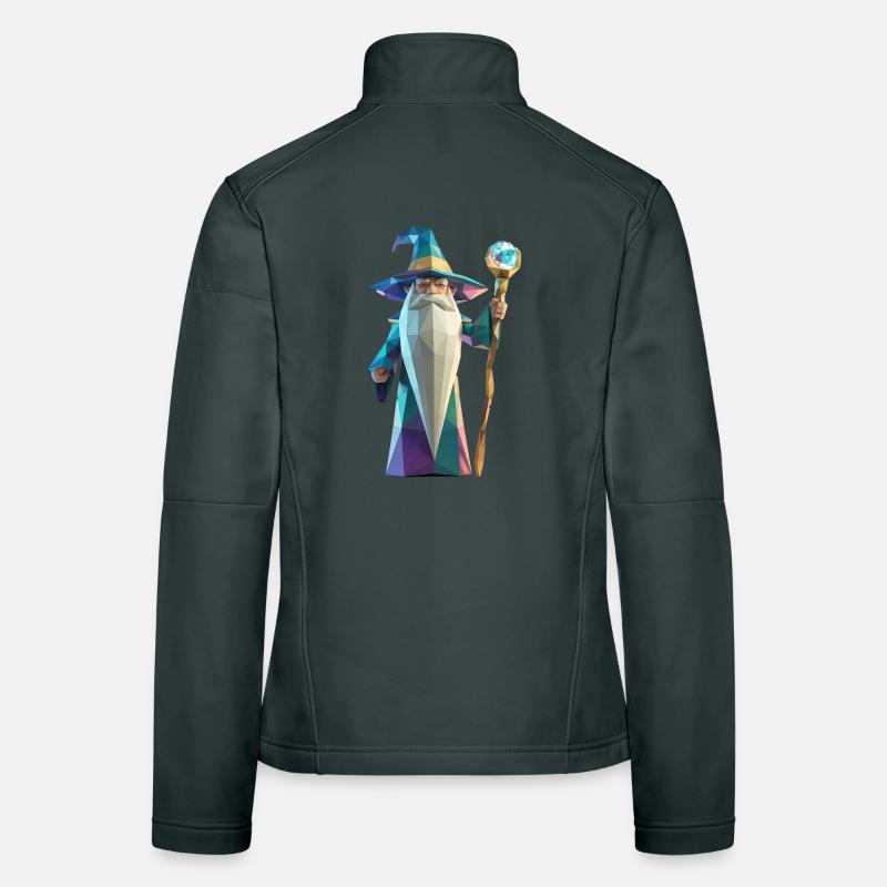 Wise Wizard - Cool Low Poly Logo Women's Softshell Jacket