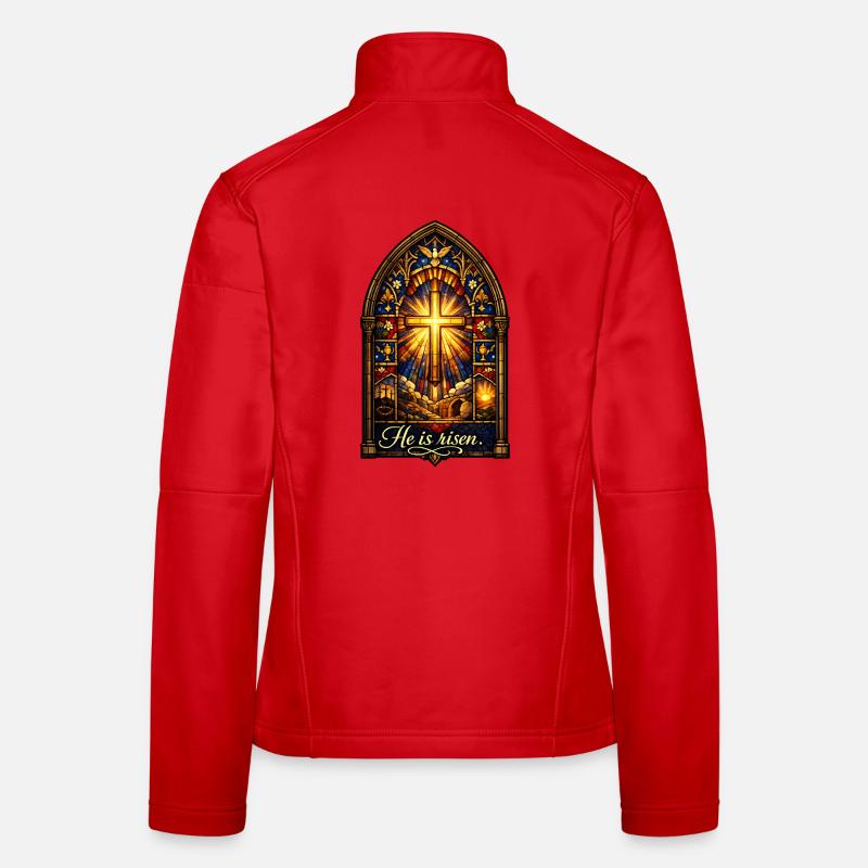 He is Risen Ostern Jesus Frauen Softshelljacke