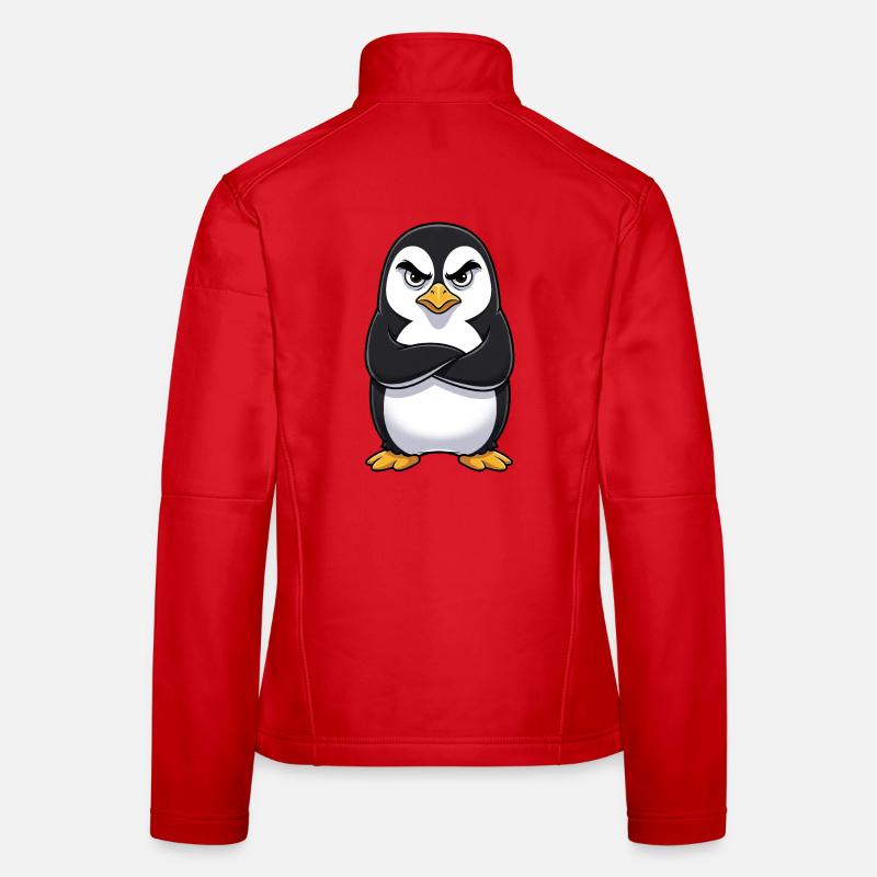 Grumpy Penguin Cartoon Sour Grumpy Annoyed Women's Softshell Jacket