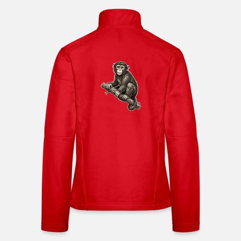Illustration de singe dans un style vintage Veste en tissu softshell Femme