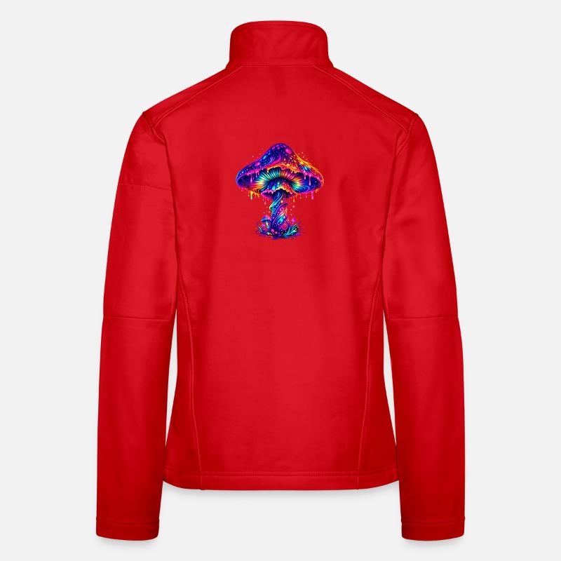 Champignon arc-en-ciel psychédélique Veste en tissu softshell Femme