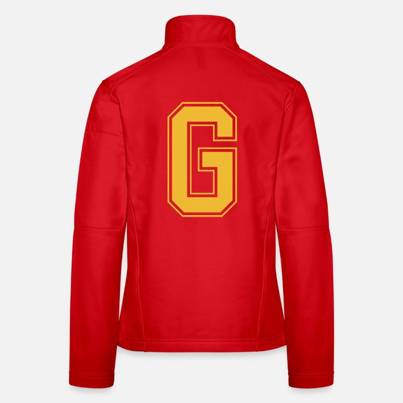 Monogramme Rouge Jaune College House Initial G Veste en tissu softshell Femme