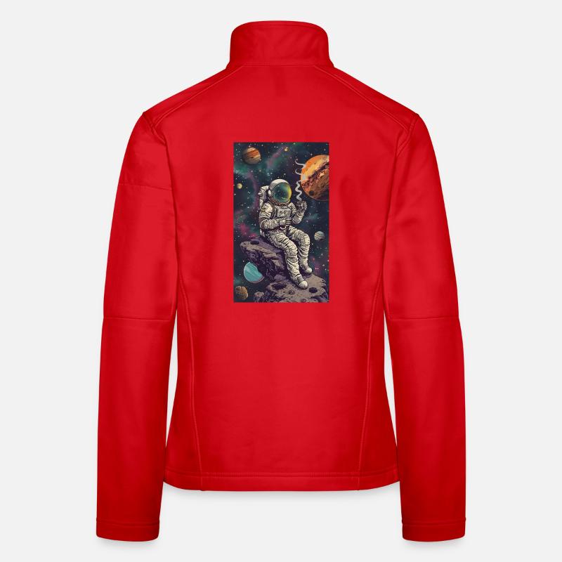 Astronaut on an asteroid in space Women's Softshell Jacket