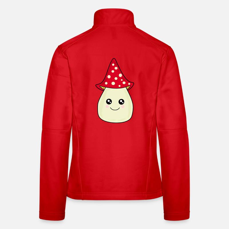 Kawaii Mushroom Toadstool cute red with face Women's Softshell Jacket