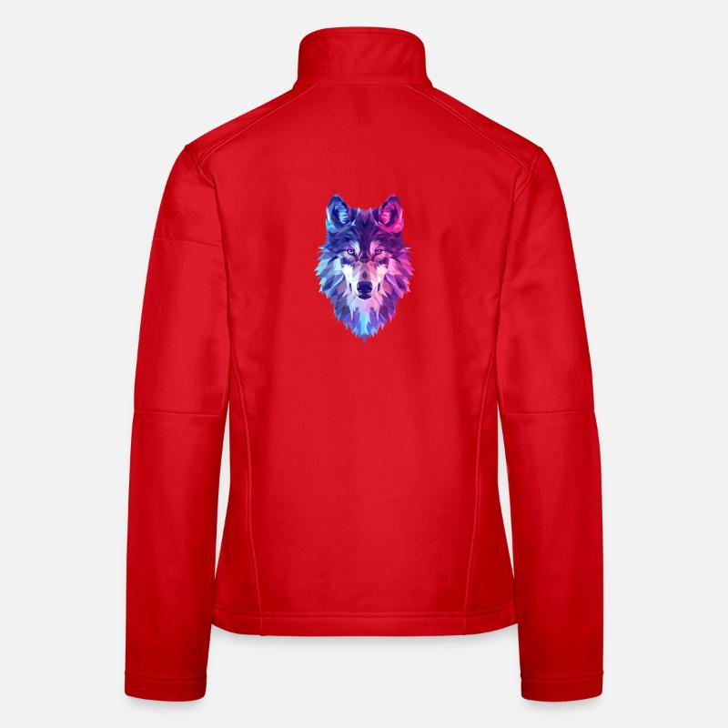 Geometric wolf in neon colors - Women's Softshell Jacket - red