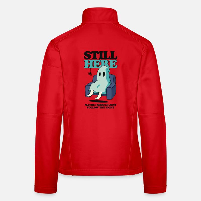 Ghost on Couch with Humorous Text Women's Softshell Jacket