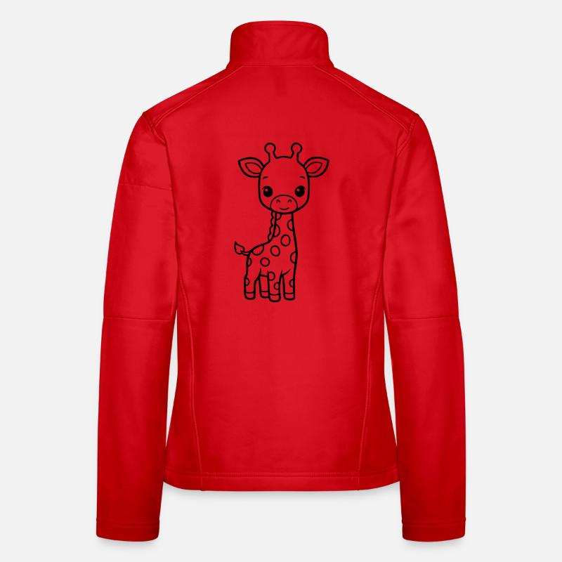 Cute Baby Giraffe – Black & White - Women's Softshell Jacket - red