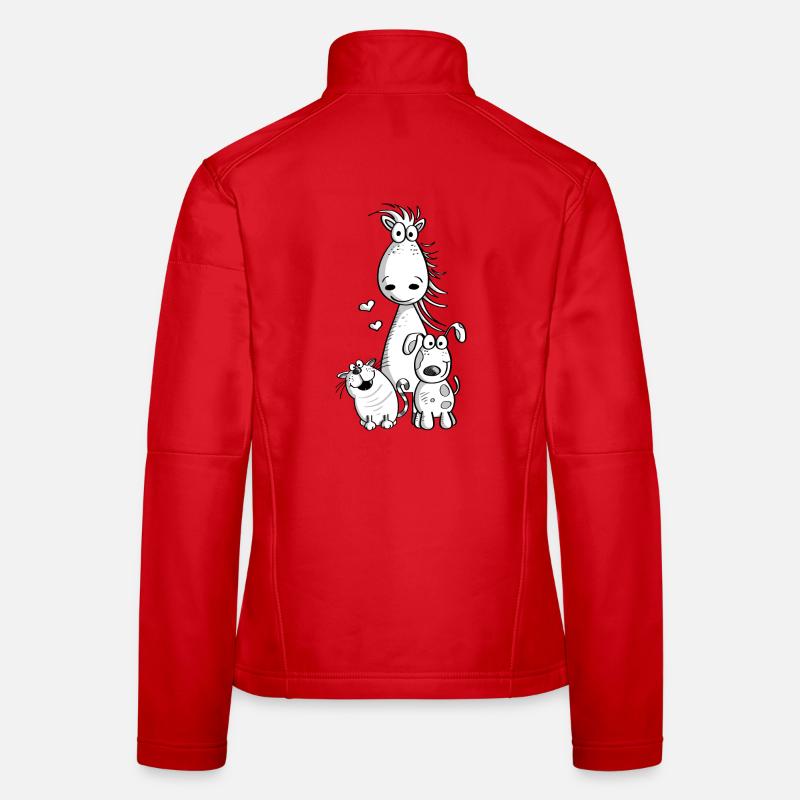 Beste Freunde I Pferd Hund Katze Comic - Frauen Softshelljacke - Rot
