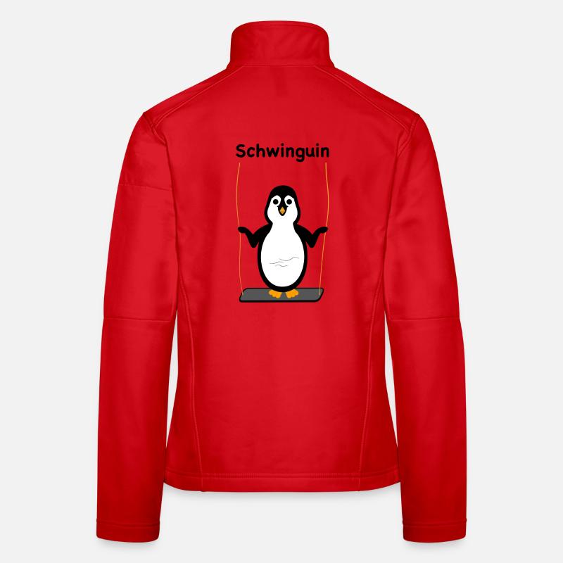 Schwinguin - Pinguin auf Schaukel - Frauen Softshelljacke - Rot