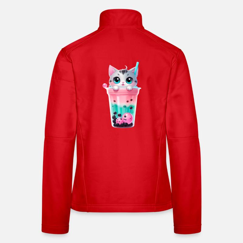 Kitten Bubble Tea Pastel Women's Softshell Jacket