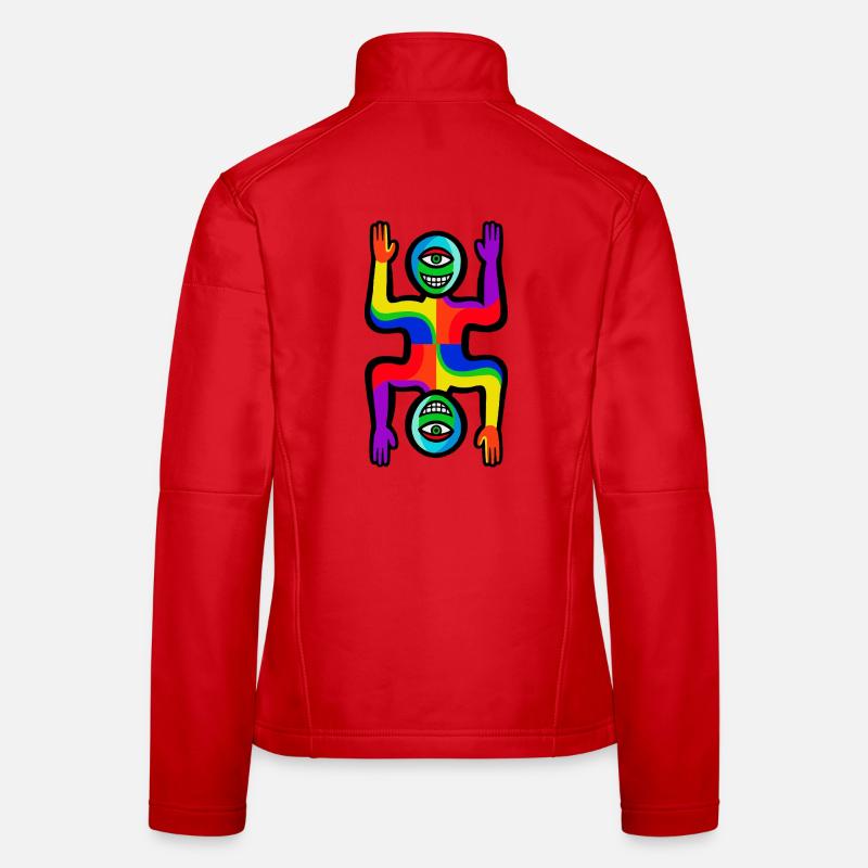 Regenbogen-Zwei-Gesichter-Figur Frauen Softshelljacke