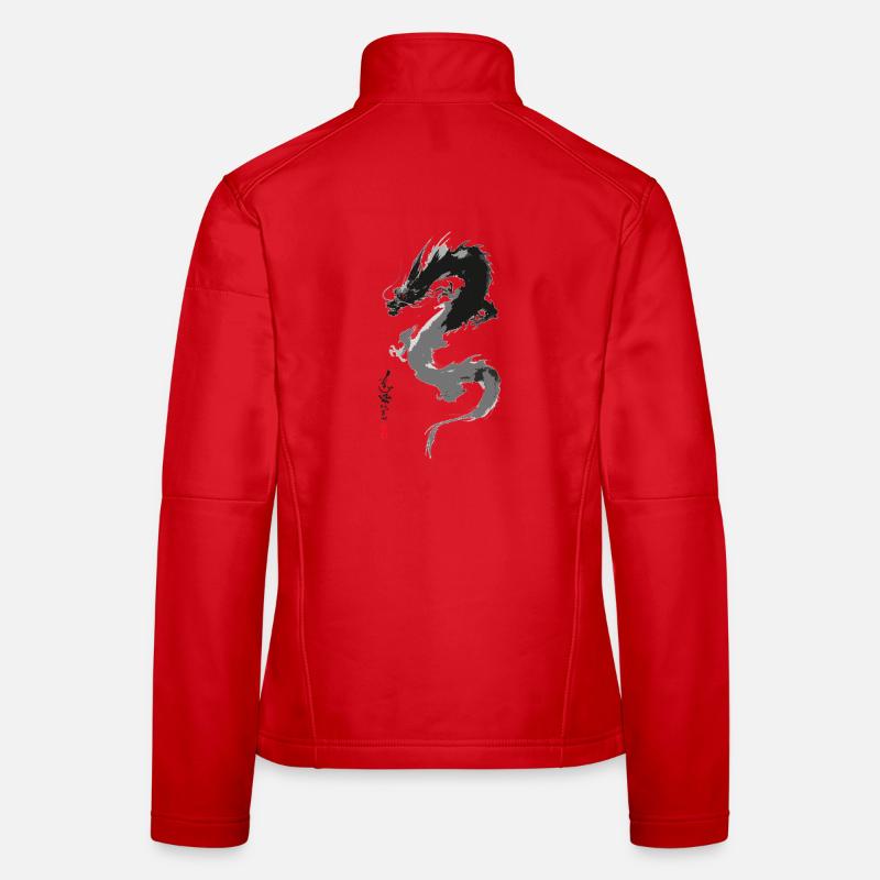 Ryu Yokai – Sumi-e Tintendrache - Frauen Softshelljacke - Rot