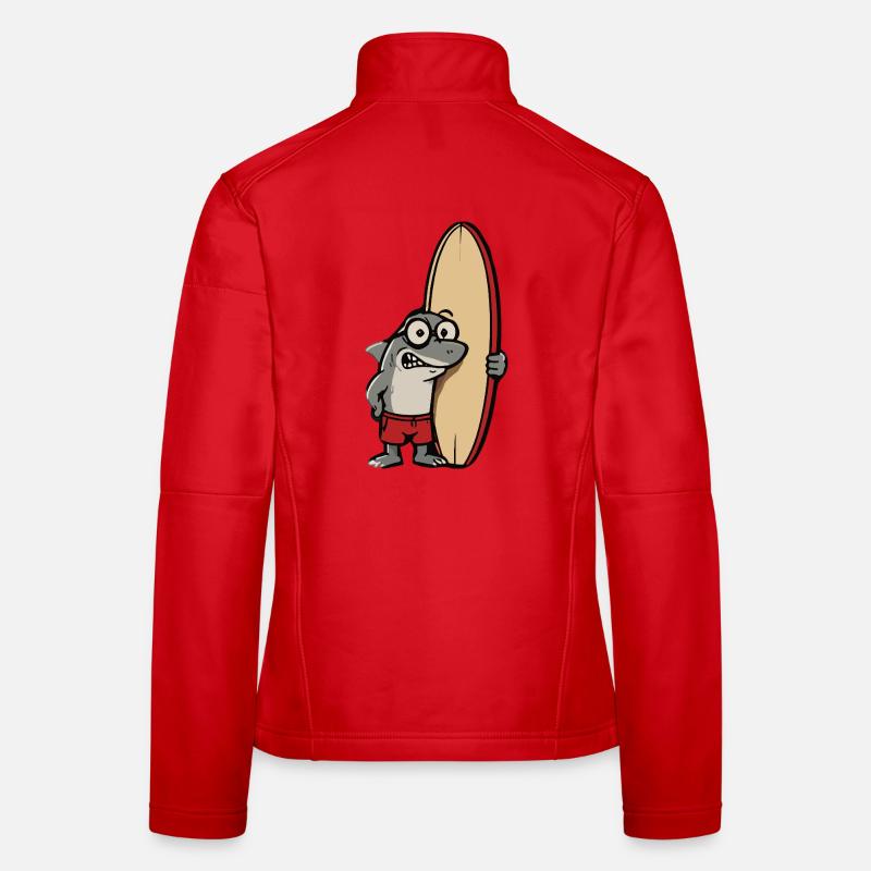 Surfer shark cartoon with surfboard Women's Softshell Jacket