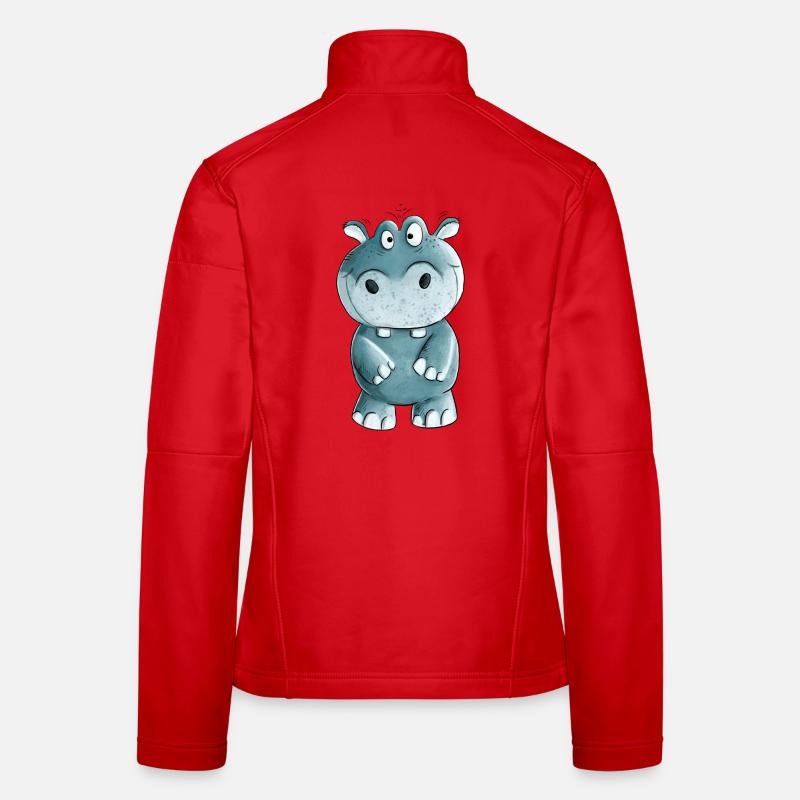 Blaues Nilpferd I Wildtiere Comic Frauen Softshelljacke
