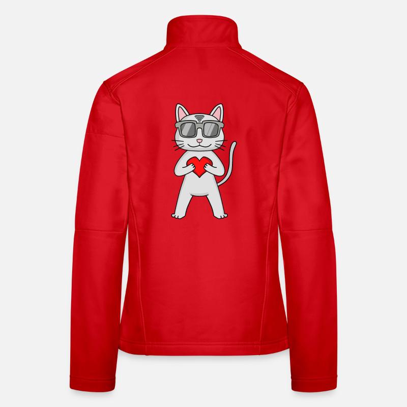 Devon Rex avec lunettes de soleil et cœur Veste en tissu softshell Femme
