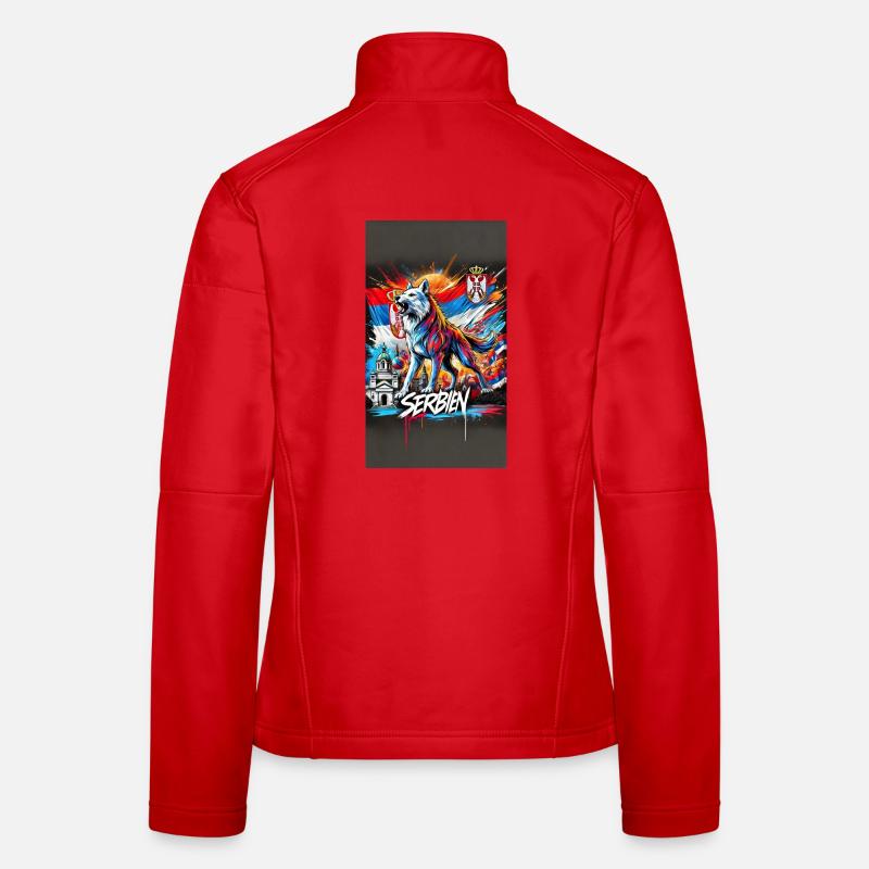 Conception du drapeau national du loup de Serbie Veste en tissu softshell Femme