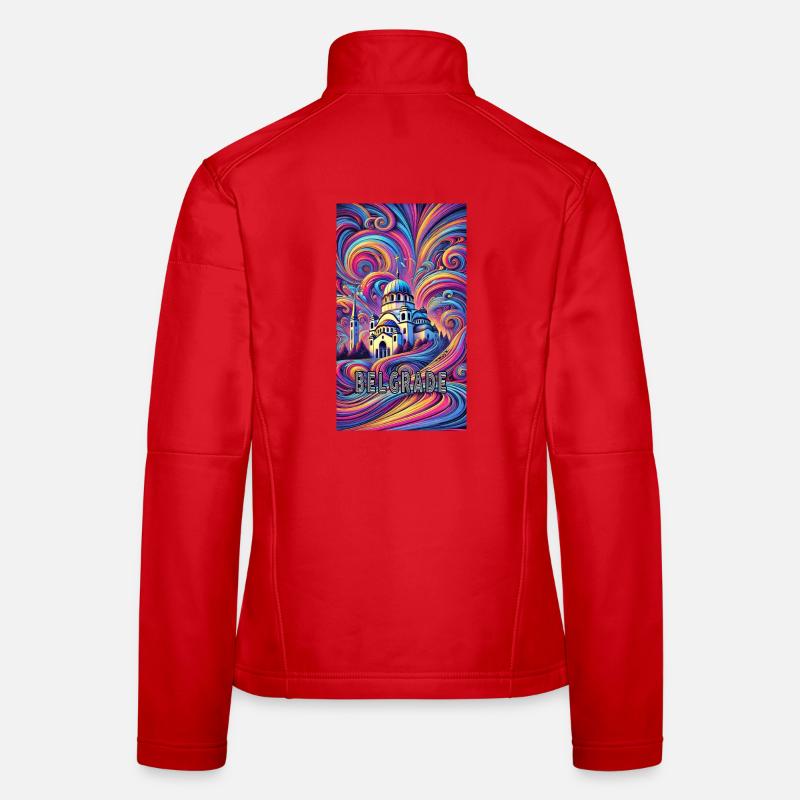 Conception panoramique de Belgrade, Serbie Veste en tissu softshell Femme