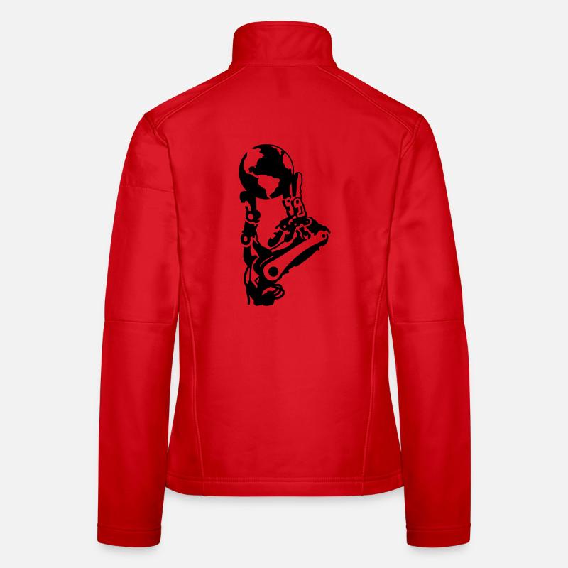 Globe in robot hand Women's Softshell Jacket