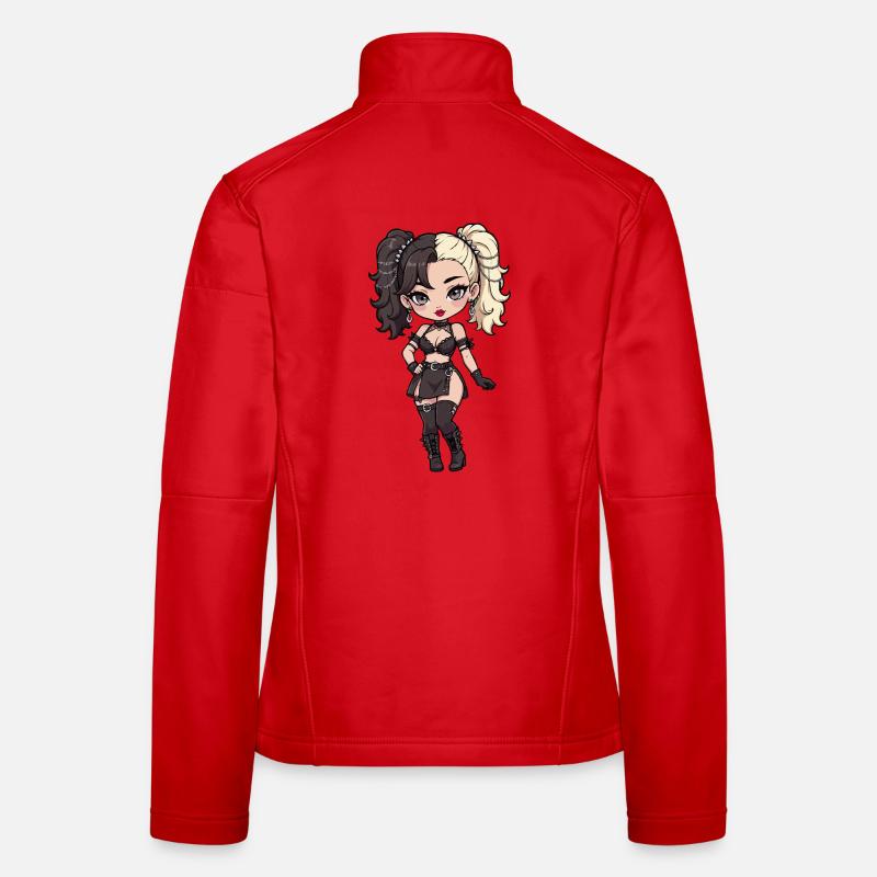 Gothic Chibi Diva with Two-Tone Hair Women's Softshell Jacket