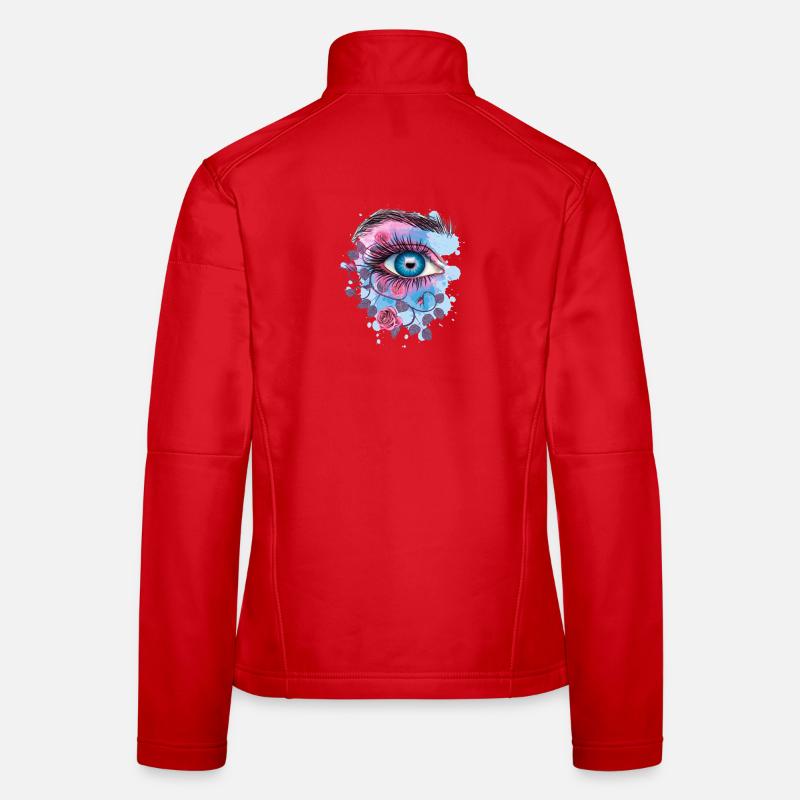 Œil floral psychédélique bleu Veste en tissu softshell Femme