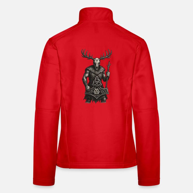 Wächter des Waldes | Valknut & Mjölnir Totem Frauen Softshelljacke