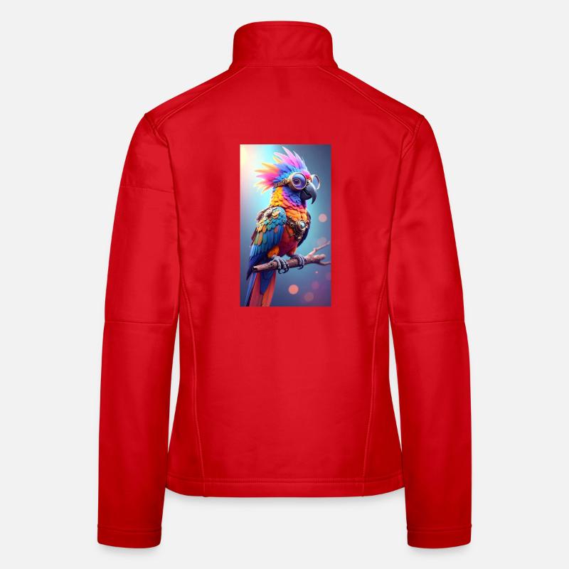 Colorful Steampunk Parrot - Women's Softshell Jacket - red