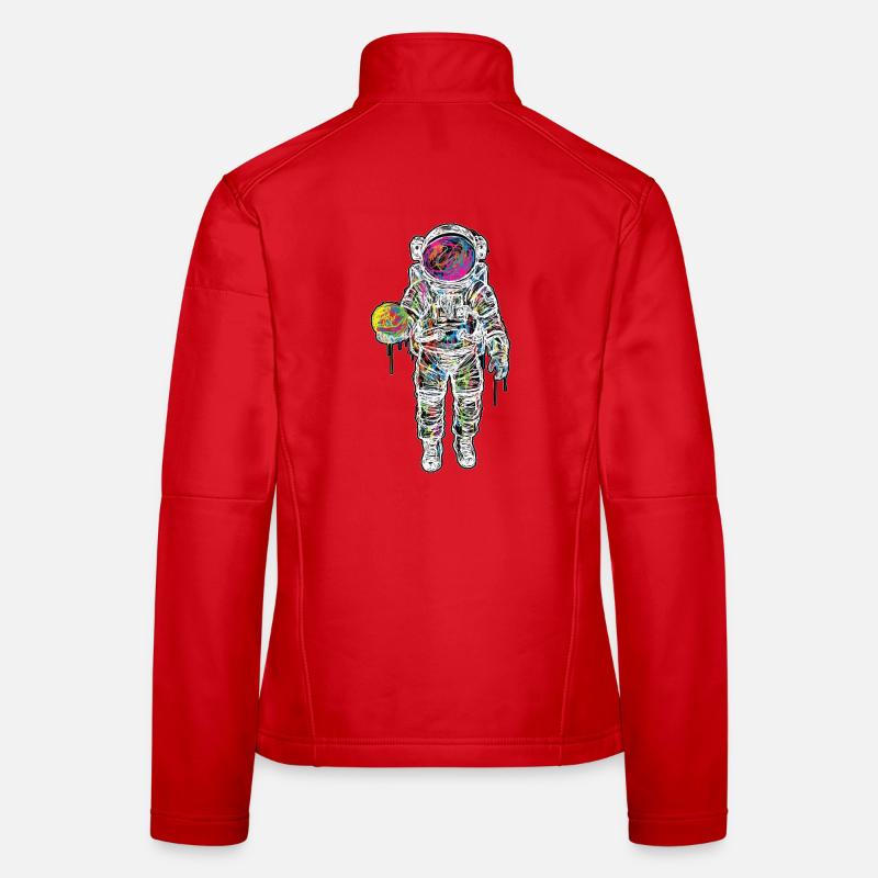 Space Astronaut Scribble Painting Planet - Women's Softshell Jacket - red
