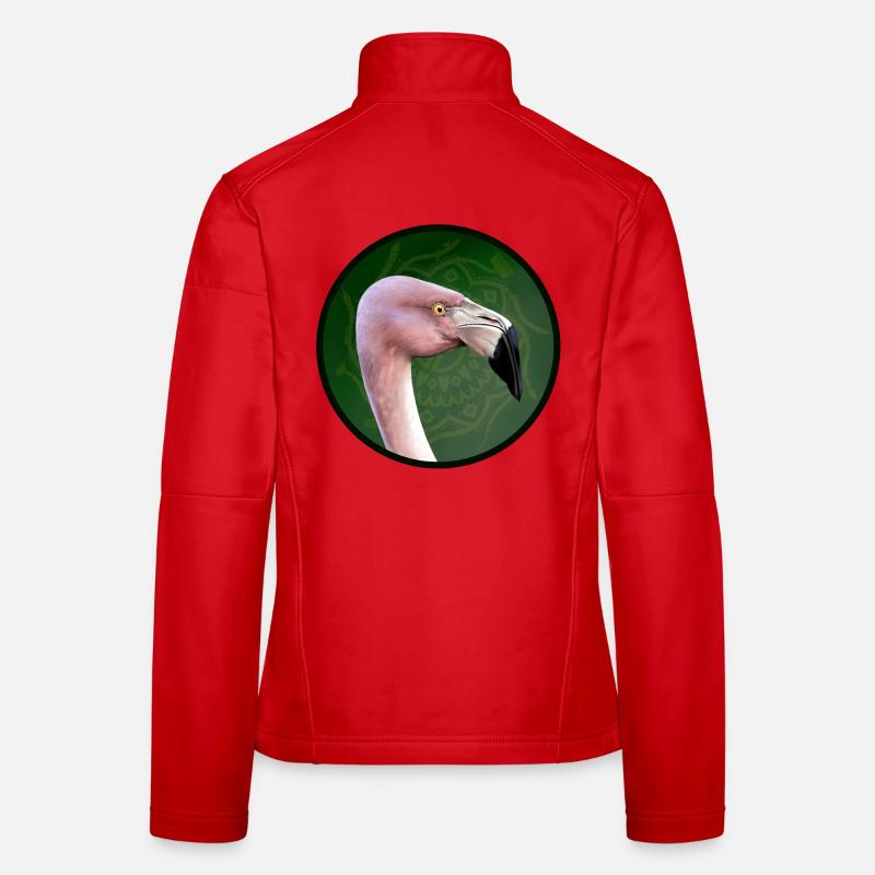 Flamant rose en vert mandala Veste en tissu softshell Femme