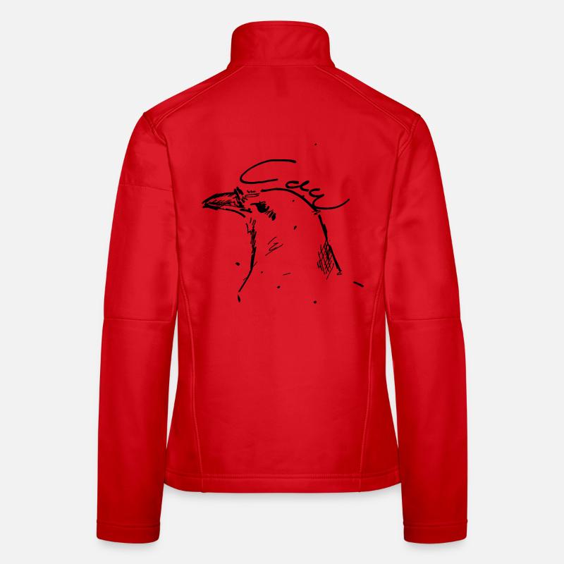 Crow ink sketch black outline - Women's Softshell Jacket - red