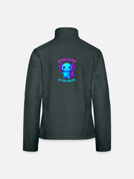 Bleib locker sei ein Axolotl | Neon Spruch Design - Frauen Softshelljacke - Rot - Hinten