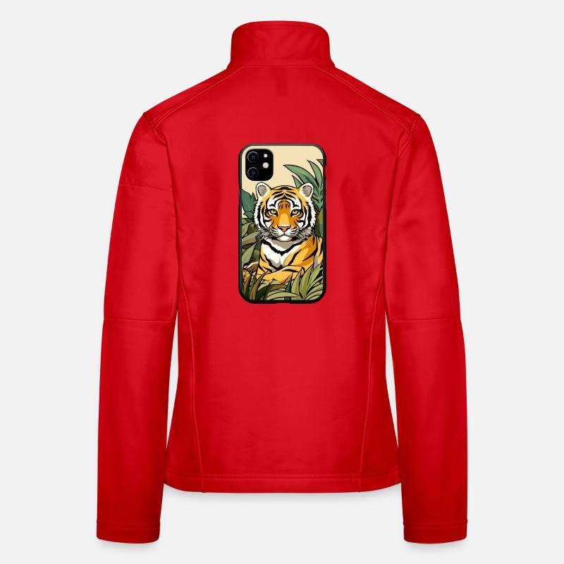 Tiger Dschungel Farbexplosion Frauen Softshelljacke