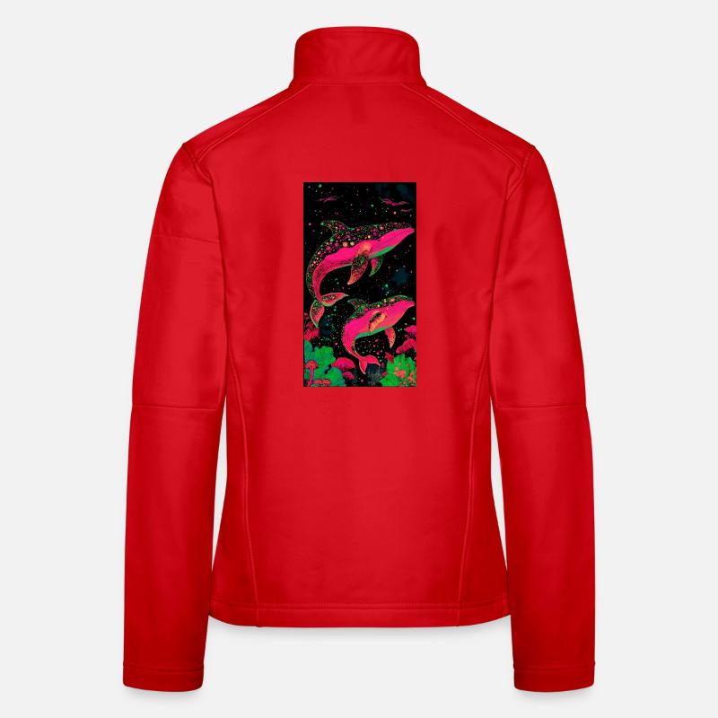 Neon Kosmoswale im Sternenmeer Frauen Softshelljacke